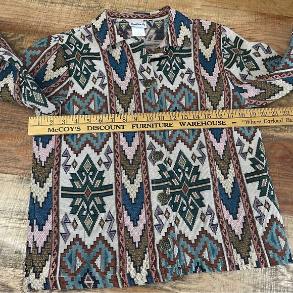 BonWorth Aztec print SW style button up jacket Small Petite tapestry vintage - Picture 9 of 9